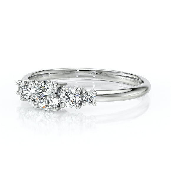 Solitaire accompagné émeraude et diamant Coucher de Soleil - 7