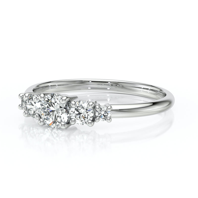 Solitaire accompagné saphir et diamant Coucher de Soleil - 7