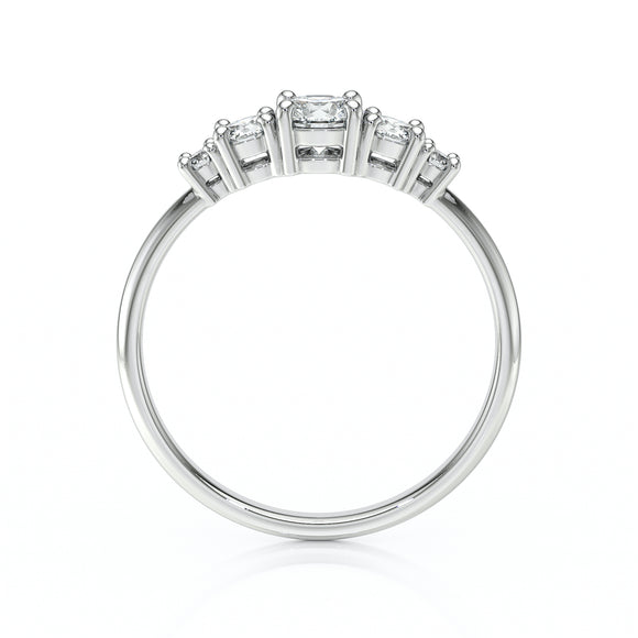 Solitaire accompagné émeraude et diamant Coucher de Soleil - 7