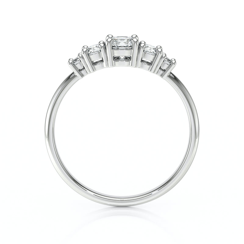 Solitaire accompagné saphir et diamant Coucher de Soleil - 7