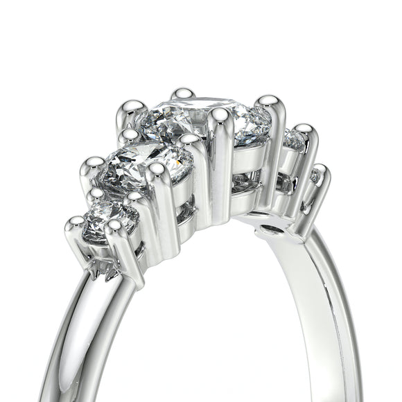 Solitaire accompagné émeraude et diamant Coucher de Soleil - 7