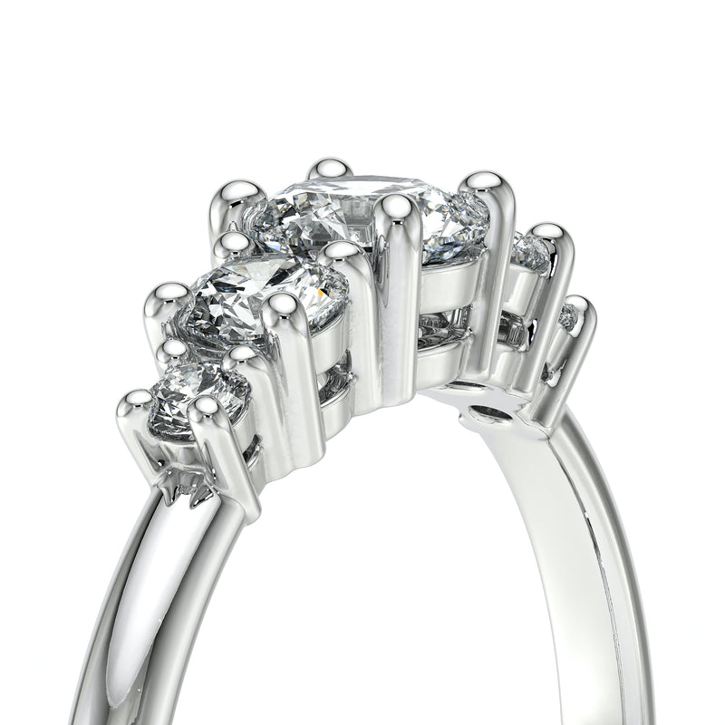 Solitaire accompagné saphir et diamant Coucher de Soleil - 7