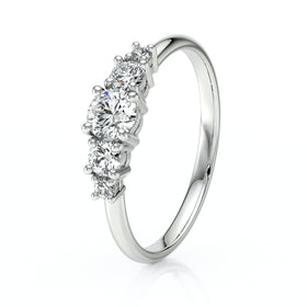 Solitaire accompagné diamant Coucher de Soleil - 7