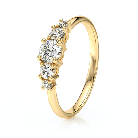 Solitaire accompagné diamant Coucher de Soleil - 7