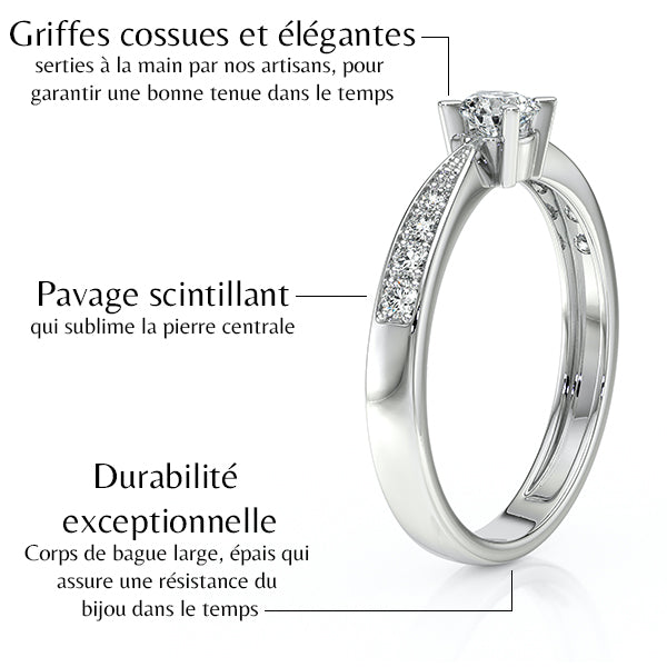 Solitaire accompagné diamant Destinée - 1