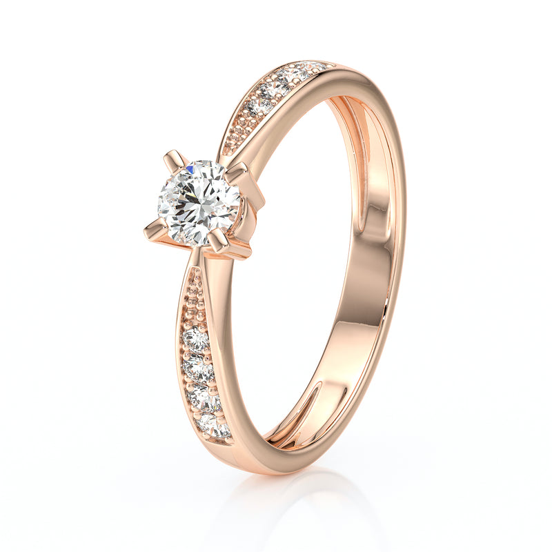 Solitaire accompagné diamant Destinée - 1