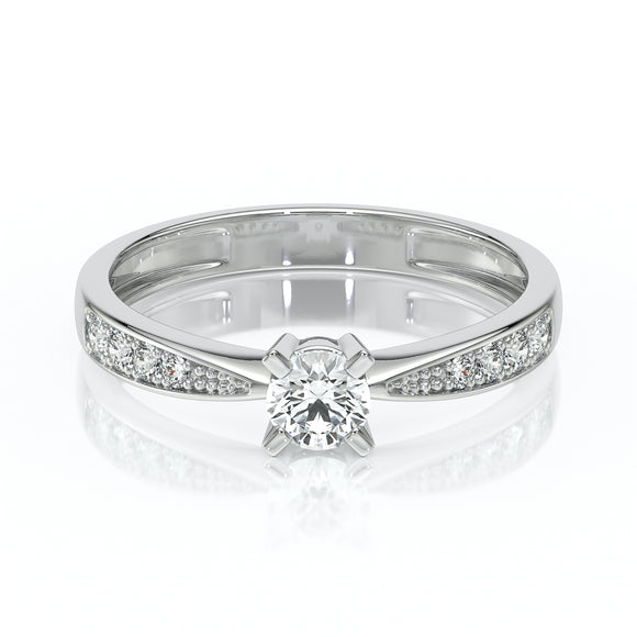 Solitaire accompagné diamant Destinée - 1