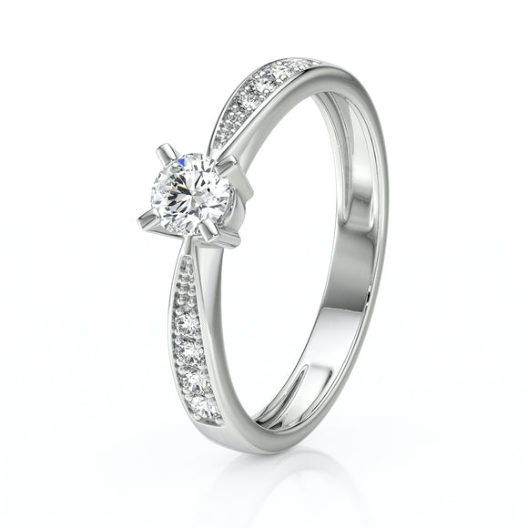 Solitaire accompagné diamant Destinée - 1