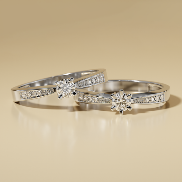 Solitaire accompagné diamant Destinée - 1