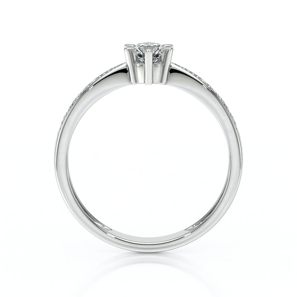 Solitaire accompagné émeraude et diamant Destinée - 2