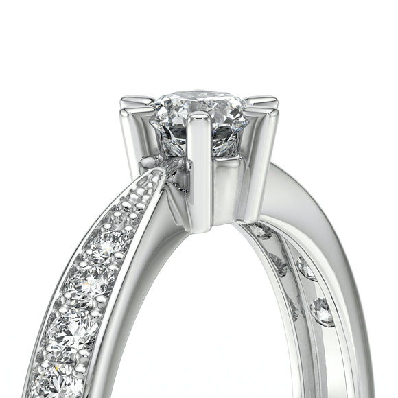 Solitaire accompagné émeraude et diamant Destinée - 2