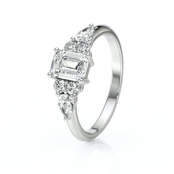Solitaire accompagné diamant Divine Idylle - 10