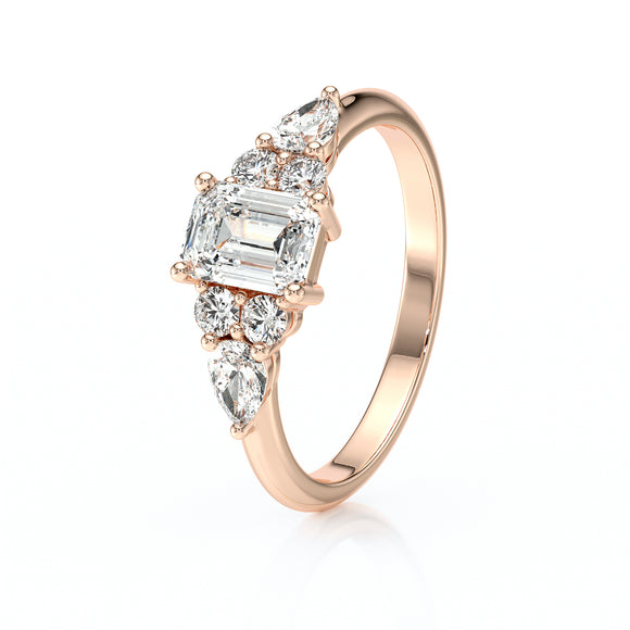 Solitaire accompagné diamant Divine Idylle - 10