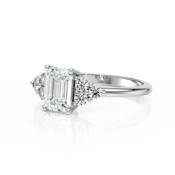 Solitaire accompagné saphir rose et diamant Divine Idylle - 12