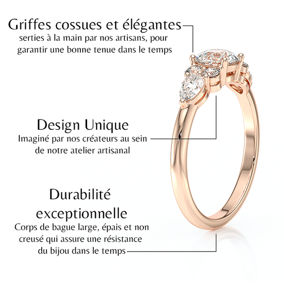 Solitaire accompagné diamant Divine Idylle - 13