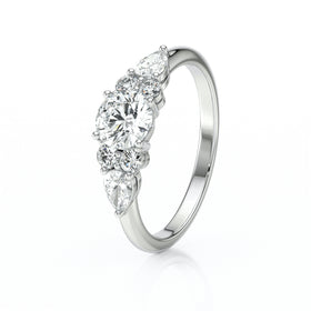 Solitaire accompagné diamant Divine Idylle - 13