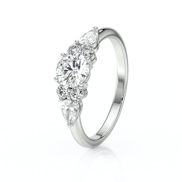 Solitaire accompagné diamant Divine Idylle - 13
