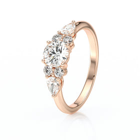 Solitaire accompagné diamant Divine Idylle - 13
