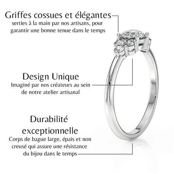 Solitaire accompagné diamant Divine Idylle - 14