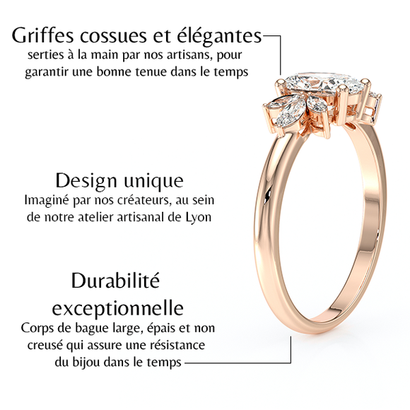 Solitaire accompagné diamant Divine Idylle - 16