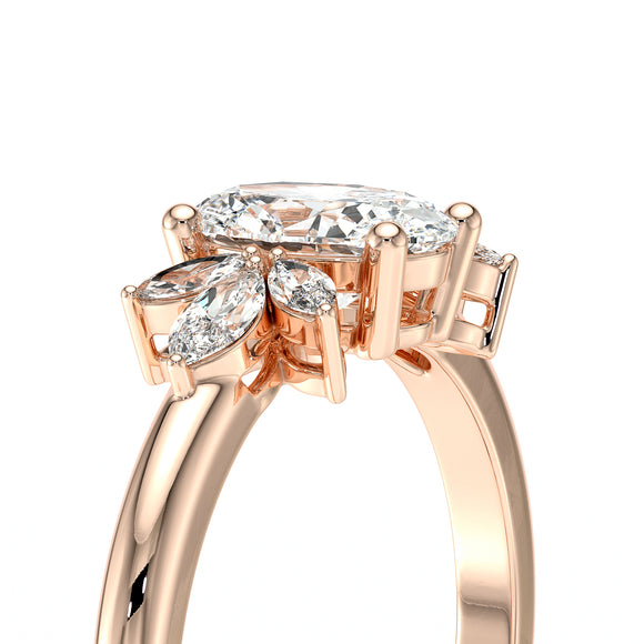 Solitaire accompagné diamant Divine Idylle - 16