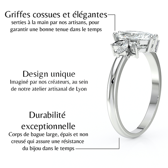 Solitaire accompagné diamant Divine Idylle - 17