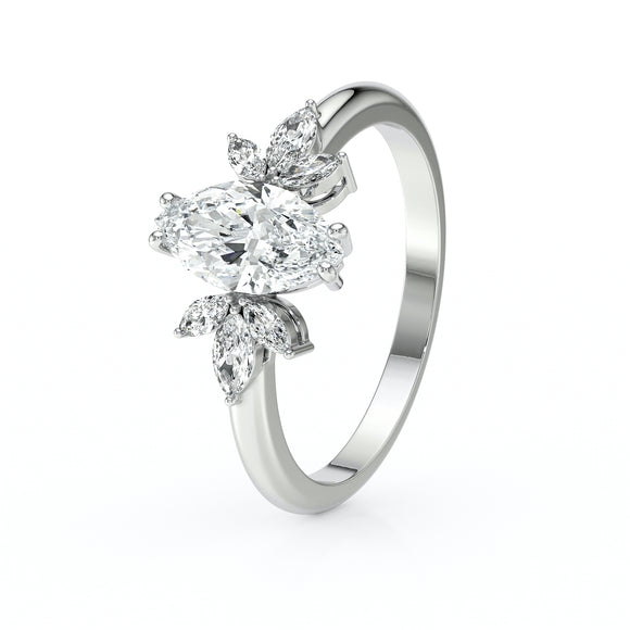 Solitaire accompagné diamant Divine Idylle - 17
