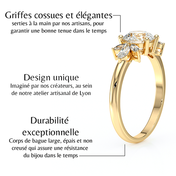 Solitaire accompagné diamant Divine Idylle - 19