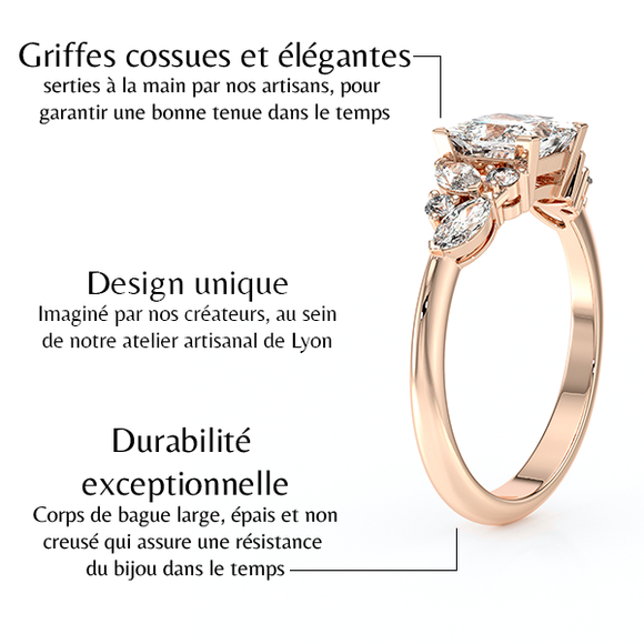 Solitaire accompagné diamant Divine Idylle - 22