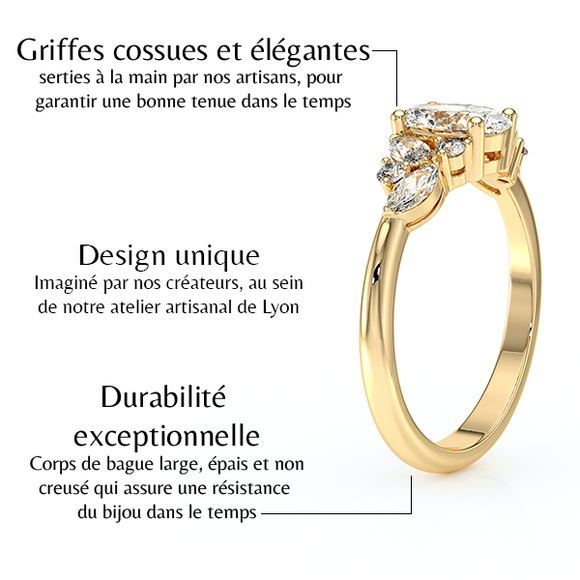 Solitaire accompagné diamant Divine Idylle - 23