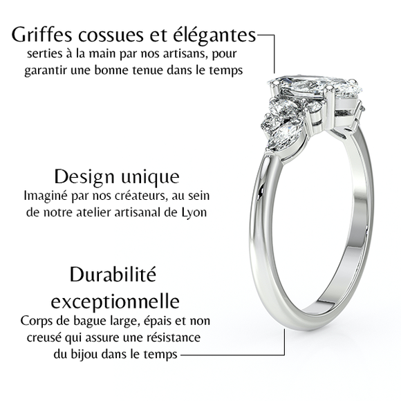 Solitaire accompagné diamant Divine Idylle - 24