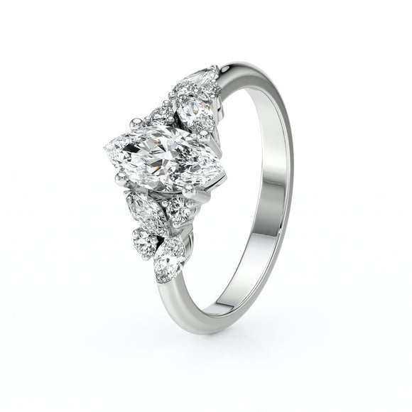 Solitaire accompagné diamant Divine Idylle - 24