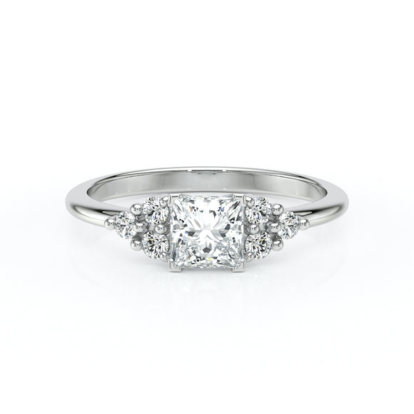 Solitaire accompagné diamant Divine Idylle - 25