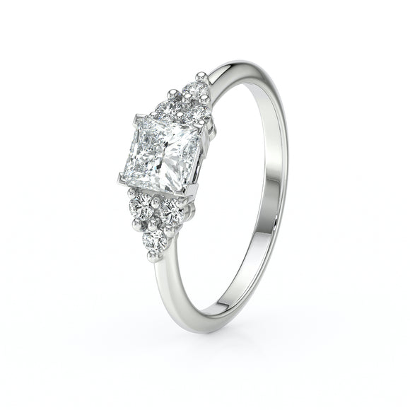 Solitaire accompagné diamant Divine Idylle - 25