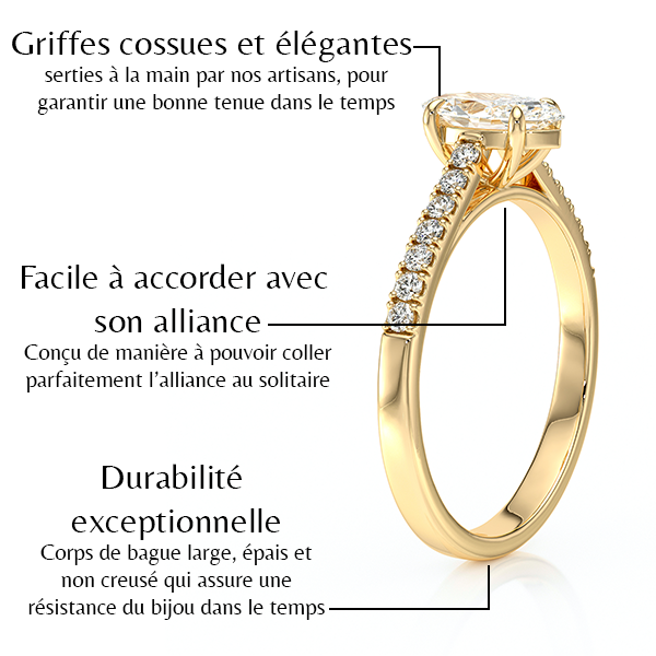 Solitaire accompagné diamant Divine Idylle - 6