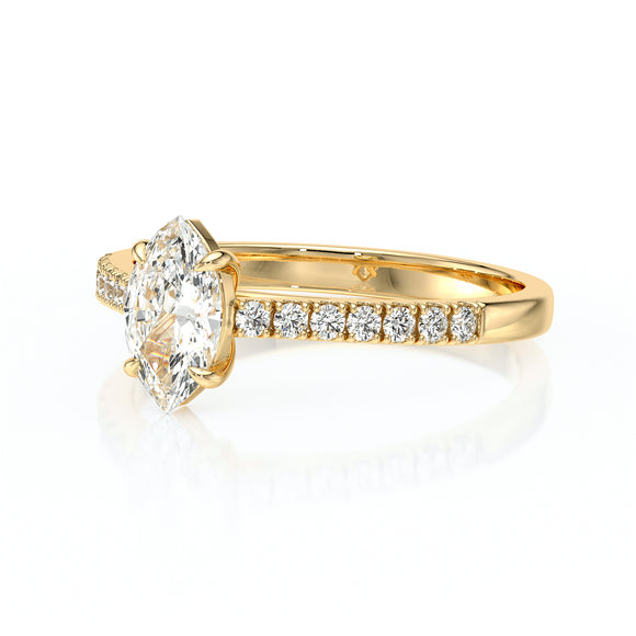 Solitaire accompagné émeraude et diamant Divine Idylle - 6