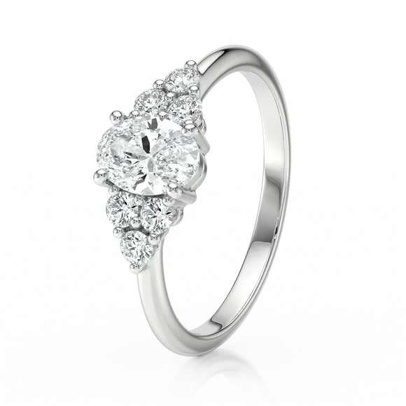 Solitaire accompagné diamant Divine Idylle - 7