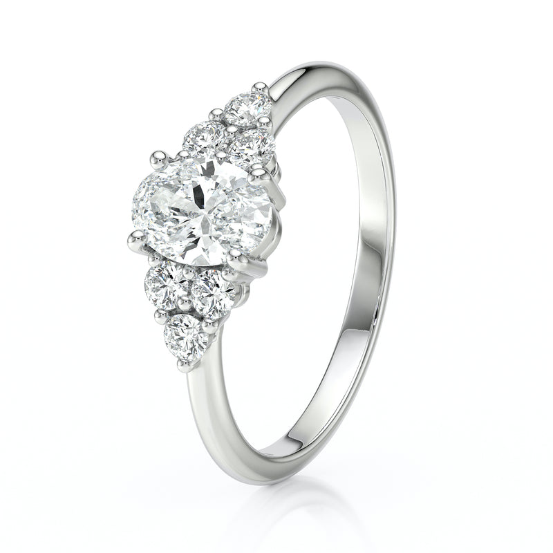 Solitaire accompagné diamant Divine Idylle - 7