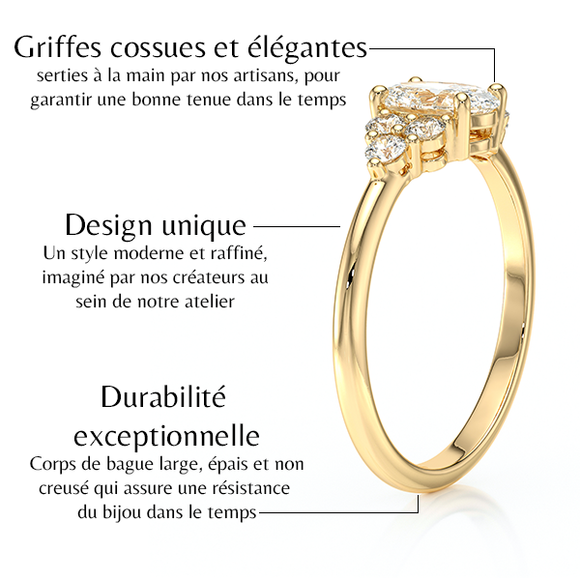 Solitaire accompagné diamant Divine Idylle - 7