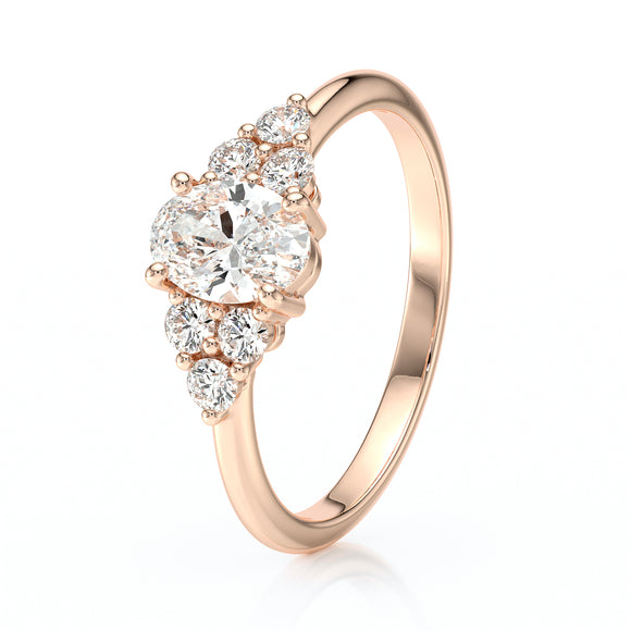 Solitaire accompagné diamant Divine Idylle - 7