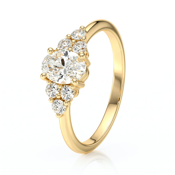 Solitaire accompagné diamant Divine Idylle - 7