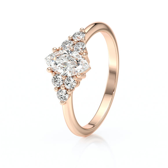 Solitaire accompagné diamant Divine Idylle - 11