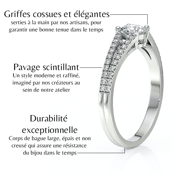 Solitaire accompagné rubis et diamant Divine Idylle - 8