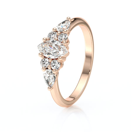 Solitaire accompagné diamant Divine Idylle - 9