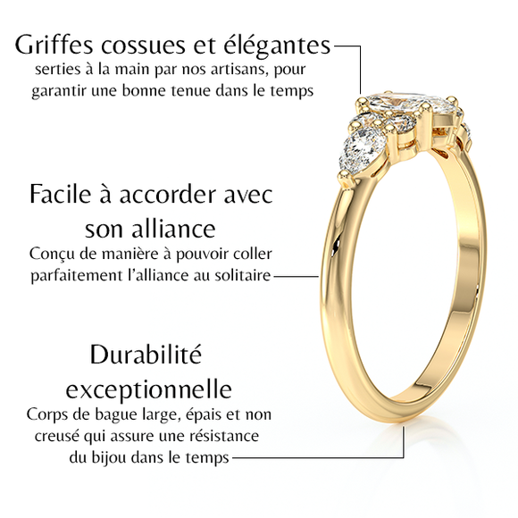 Solitaire accompagné diamant Divine Idylle - 9