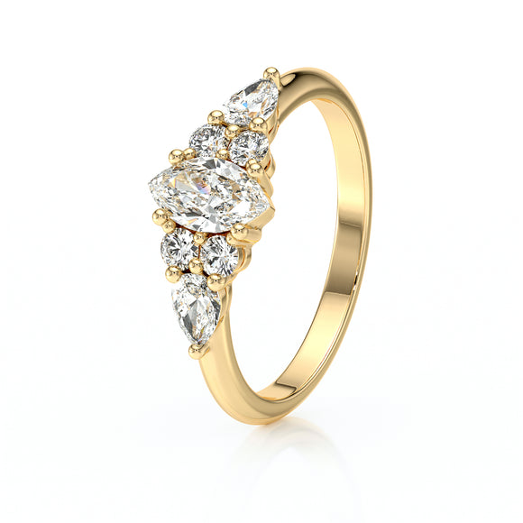 Solitaire accompagné diamant Divine Idylle - 9