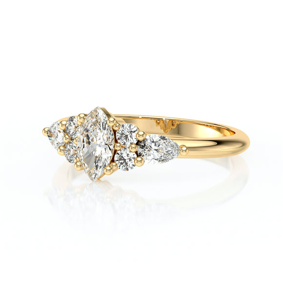 Solitaire accompagné diamant Divine Idylle - 9