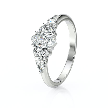 Solitaire accompagné diamant Divine Idylle - 9