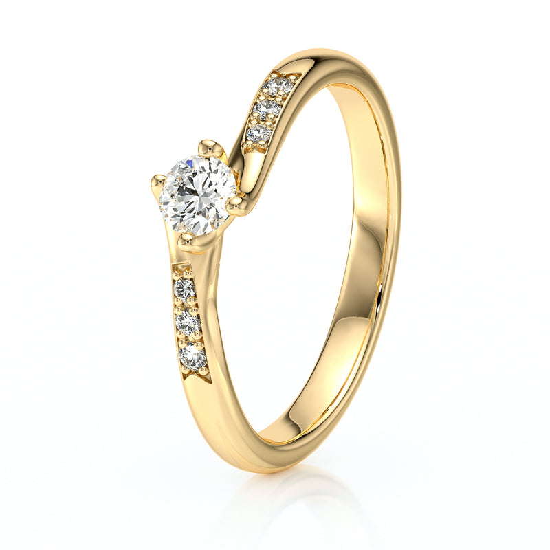 Solitaire accompagné diamant Fou de toi - 1