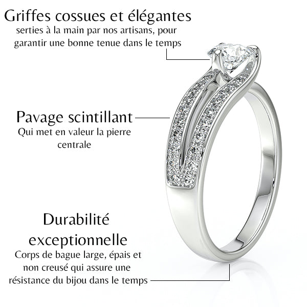 Solitaire accompagné diamant Fou de toi - 5